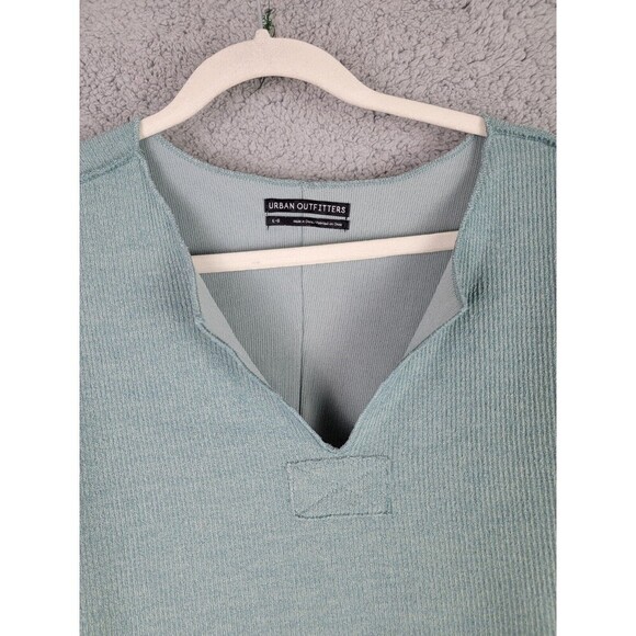 Urban Outfitters Womens Top L  Green Pullover V-Neck Reverse Seam Ribbed Texture - Picture 5 of 15